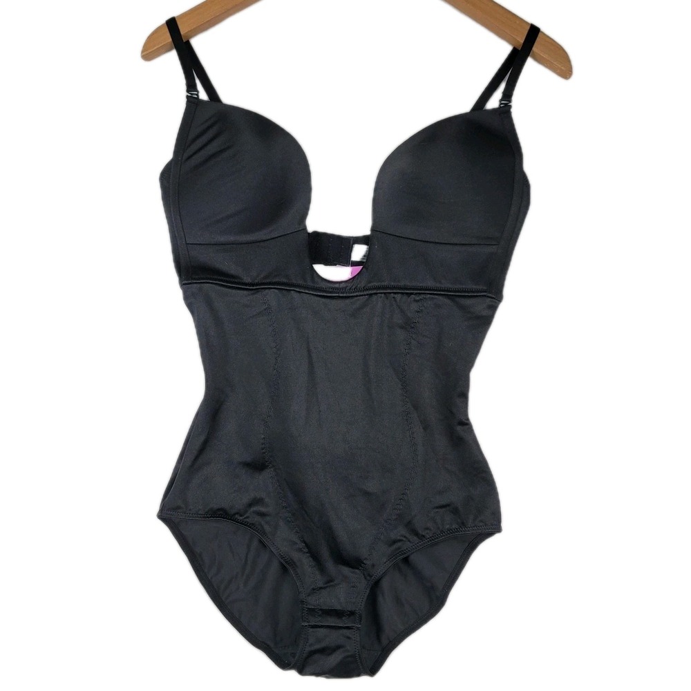 NWT DR ROBERT REY SHAPEWEAR BODYSUIT 36C BLACK XTREME PLUNGE BODY SHAPER VINTAGE